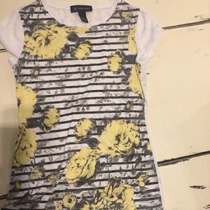 INC XS fitted floral short sleeve shirt